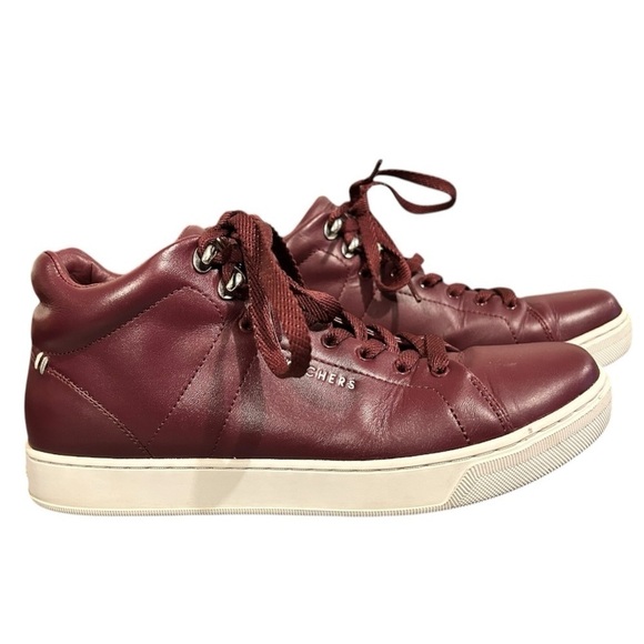 Skechers Street Los Angeles Sneakers Rise Fit Burgundy Leather Women’s 7.5 VGC - Picture 3 of 10